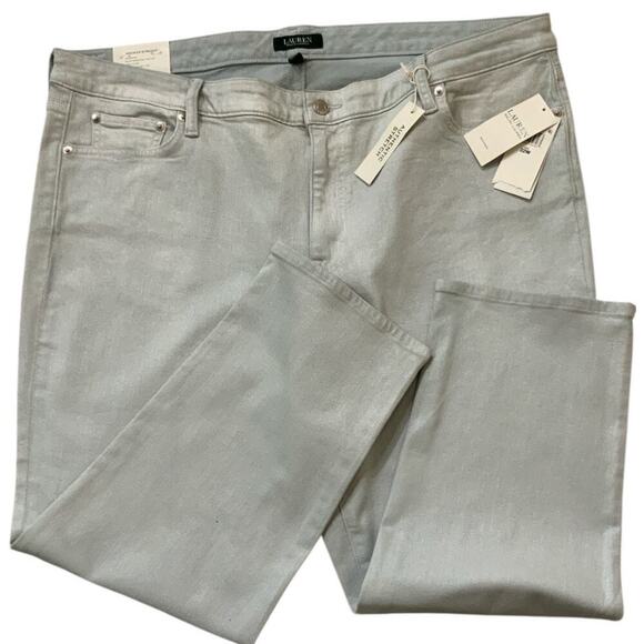 Ralph Lauren Pant Womens Plus Size 22 Mid Rise Straight Stretch Streetwear NWT - Picture 3 of 14